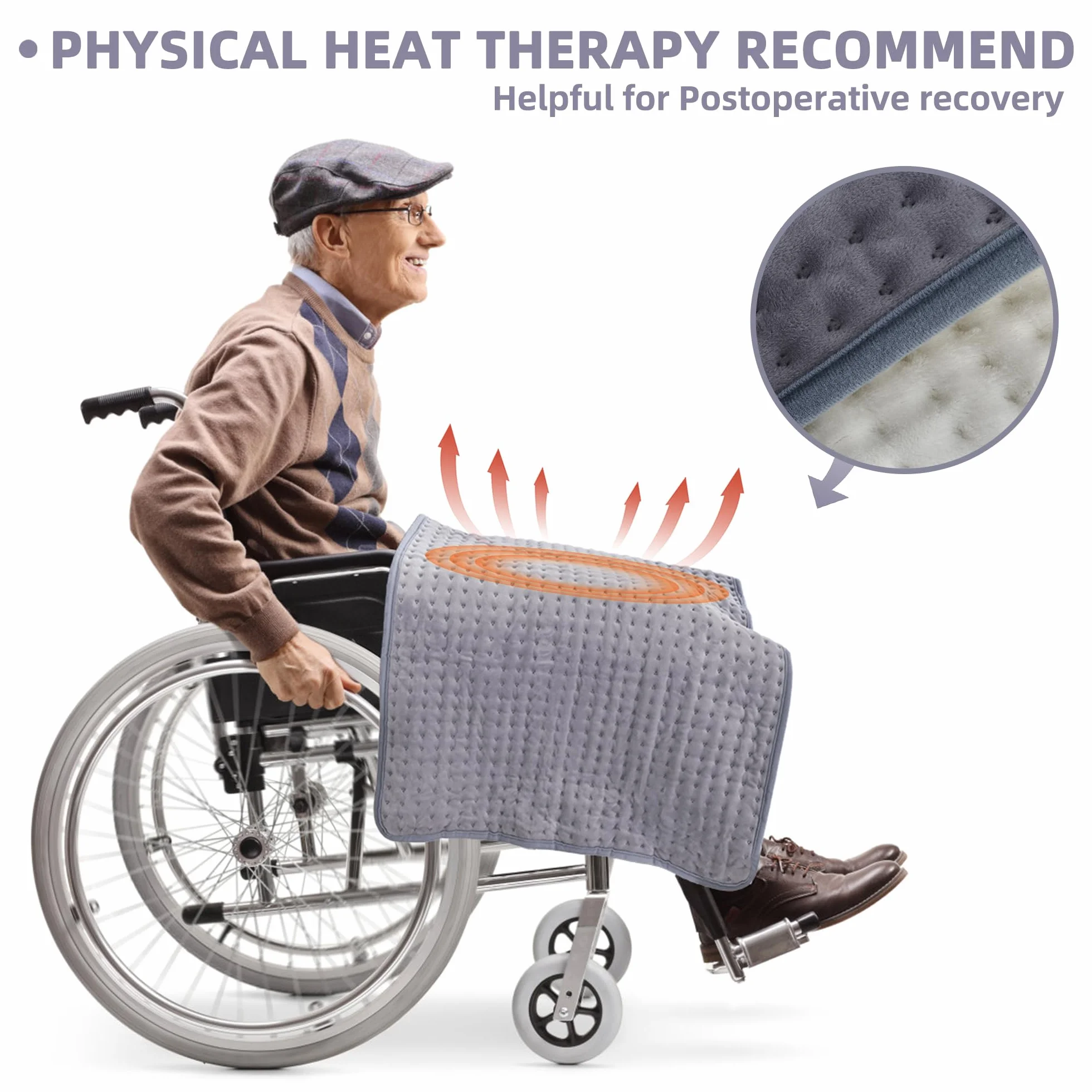 OCSOSO Cojín calefactor 50 x 100 cm apagado automático 10 niveles de calor para aliviar dolor espalda cuello hombros