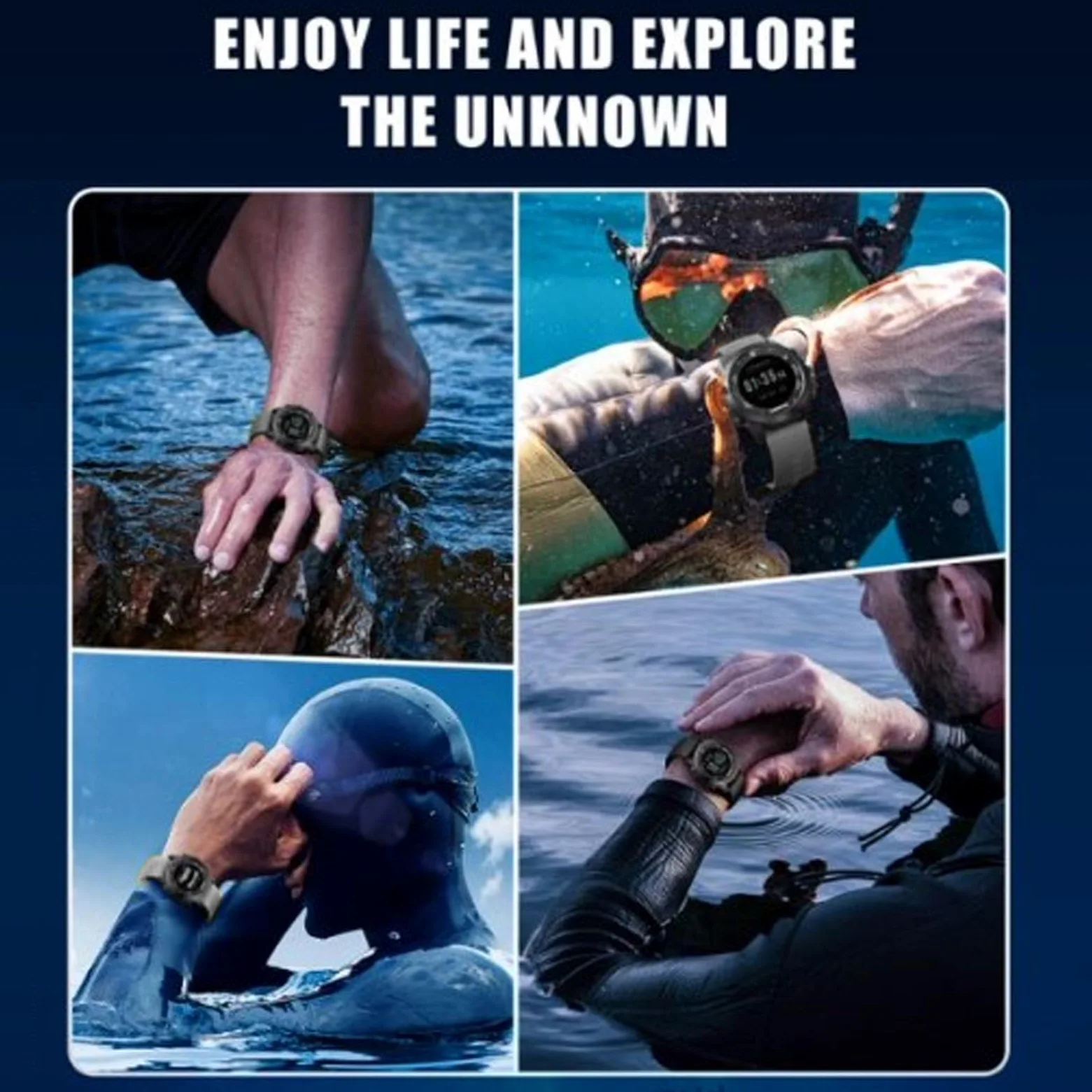 Reloj de Pulsera de Buceo Reloj Deportivo Inteligente con Bluetooth 100 M Computadora de Buceo para Hombres Aleación Ligera de Ti con Correa Gris Claro
