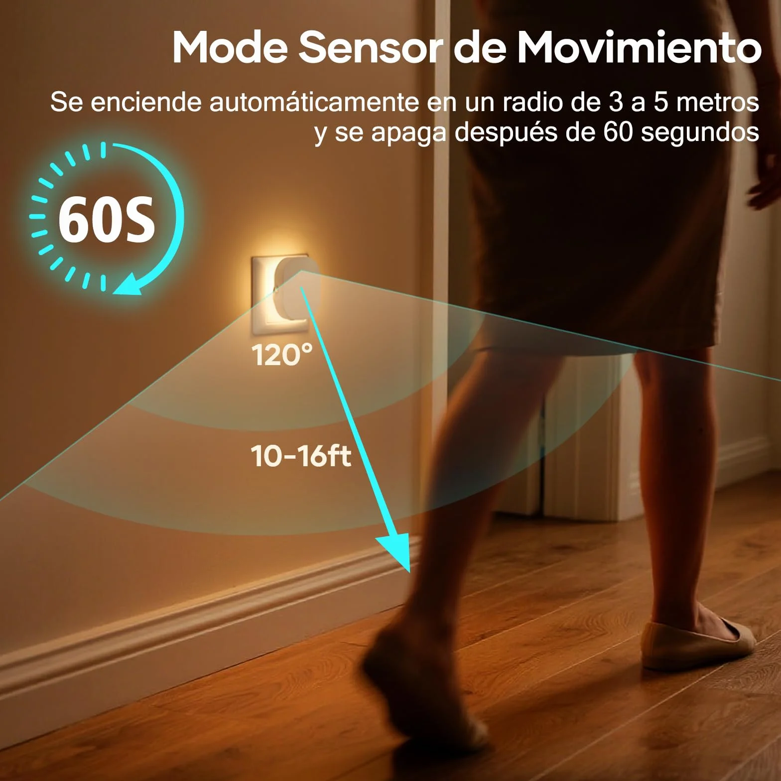 Suright 2 Piezas Luz Nocturna Infantil con Sensor Movimiento y Crepúsculo, Brillo Ajustable 0.5-60LM, Enchufe