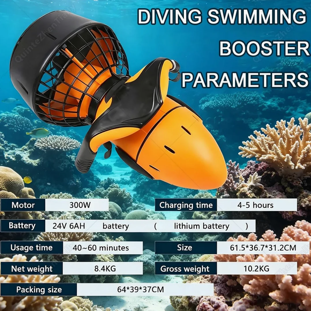 Sea Scooter Adultos,Potenciadores Natación Buceo 300w,Scooter Eléctrico Submarino Mar,con Hélice,Profundidad Máxima 20 M,para Deportes Acuáticos,Buceo Exteriores