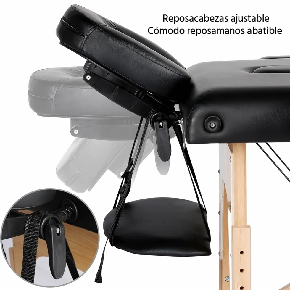 Yaheetech Camilla Masaje Plegable 3 Zonas 250kg 213x82cm Madera Haya