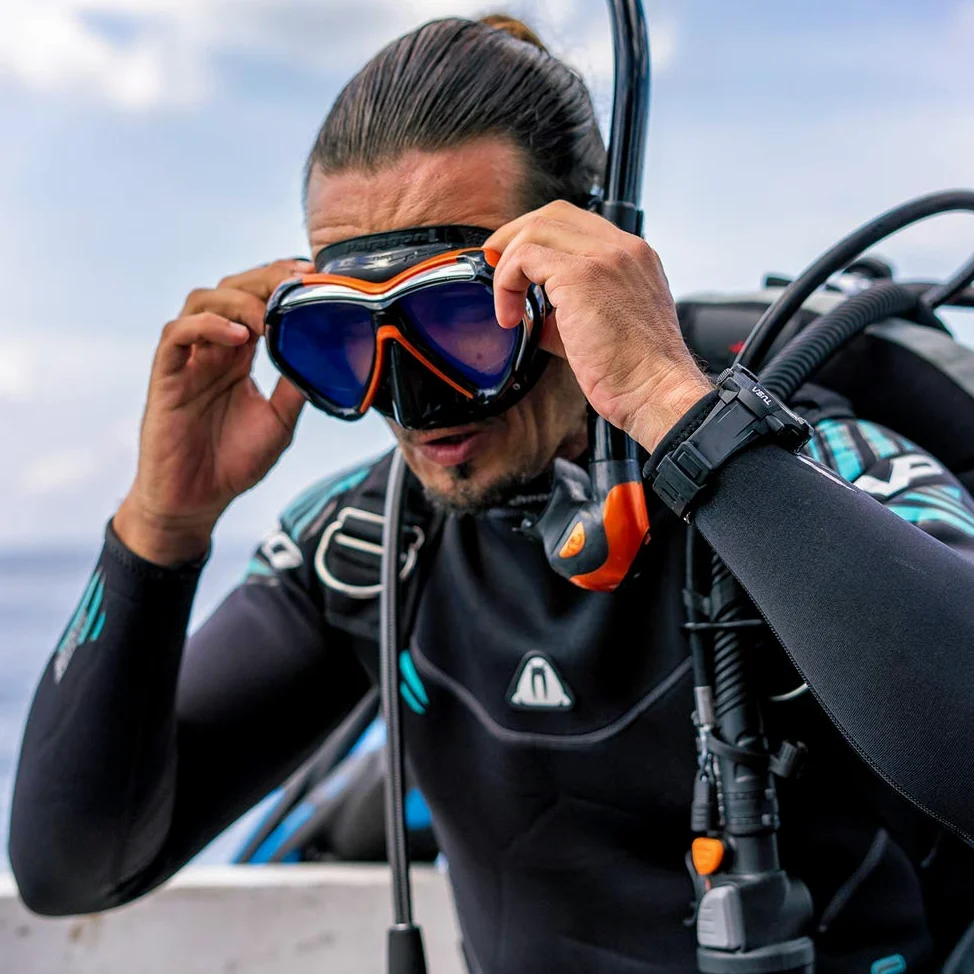 Tusa Paragon Gafas Máscara de buceo profesional adultos UV Filtro óptico Corrección vasos compatible -negro/plateado