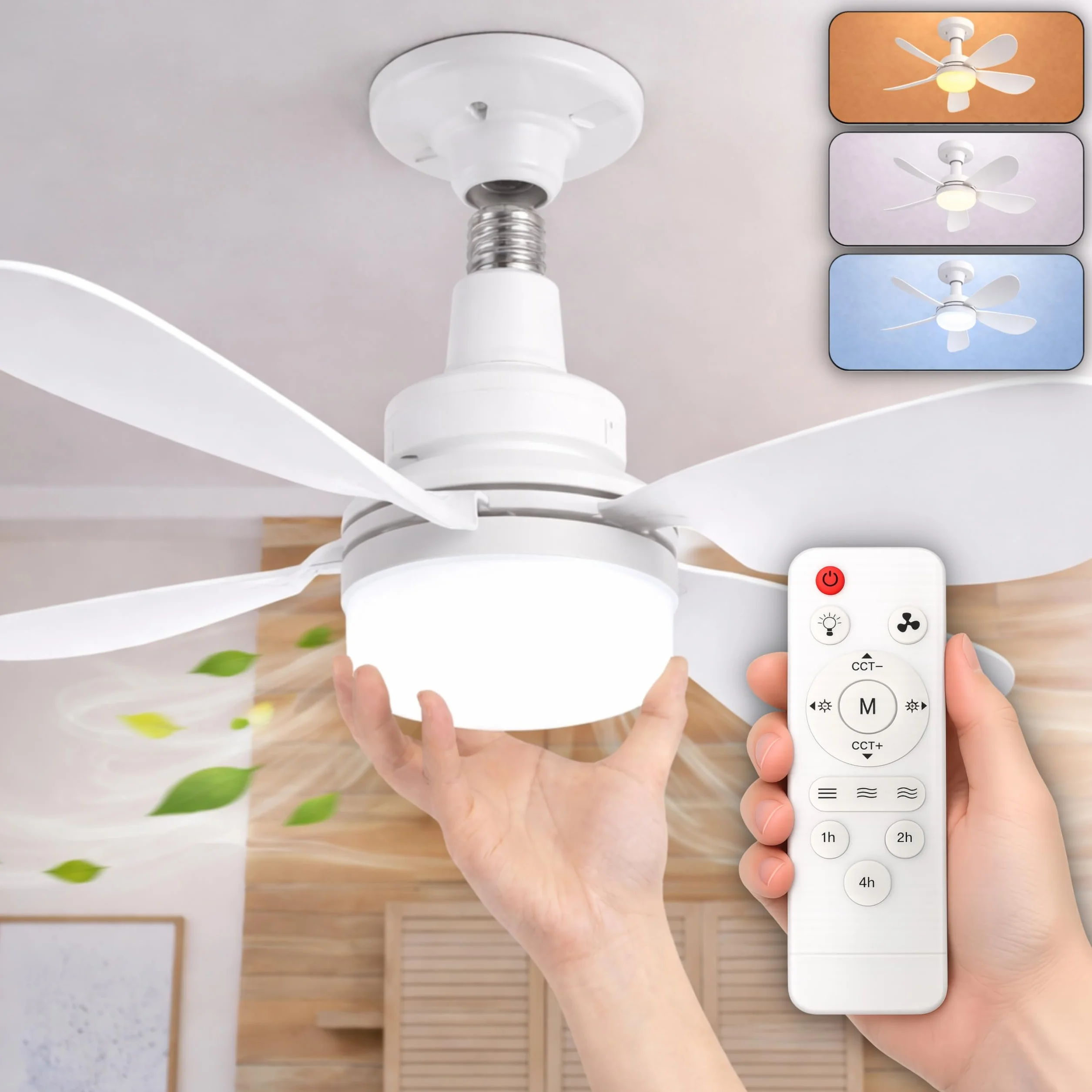 CLAR Ventilador de Techo con Luz, Ventilador Pequeño para Habitación