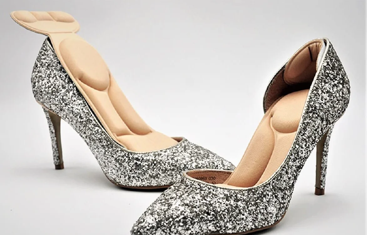 Plantillas Invisibles Viscoelásticas para Tacones Mujer con Protector de Talón Autoadhesivas Antirozaduras Beige