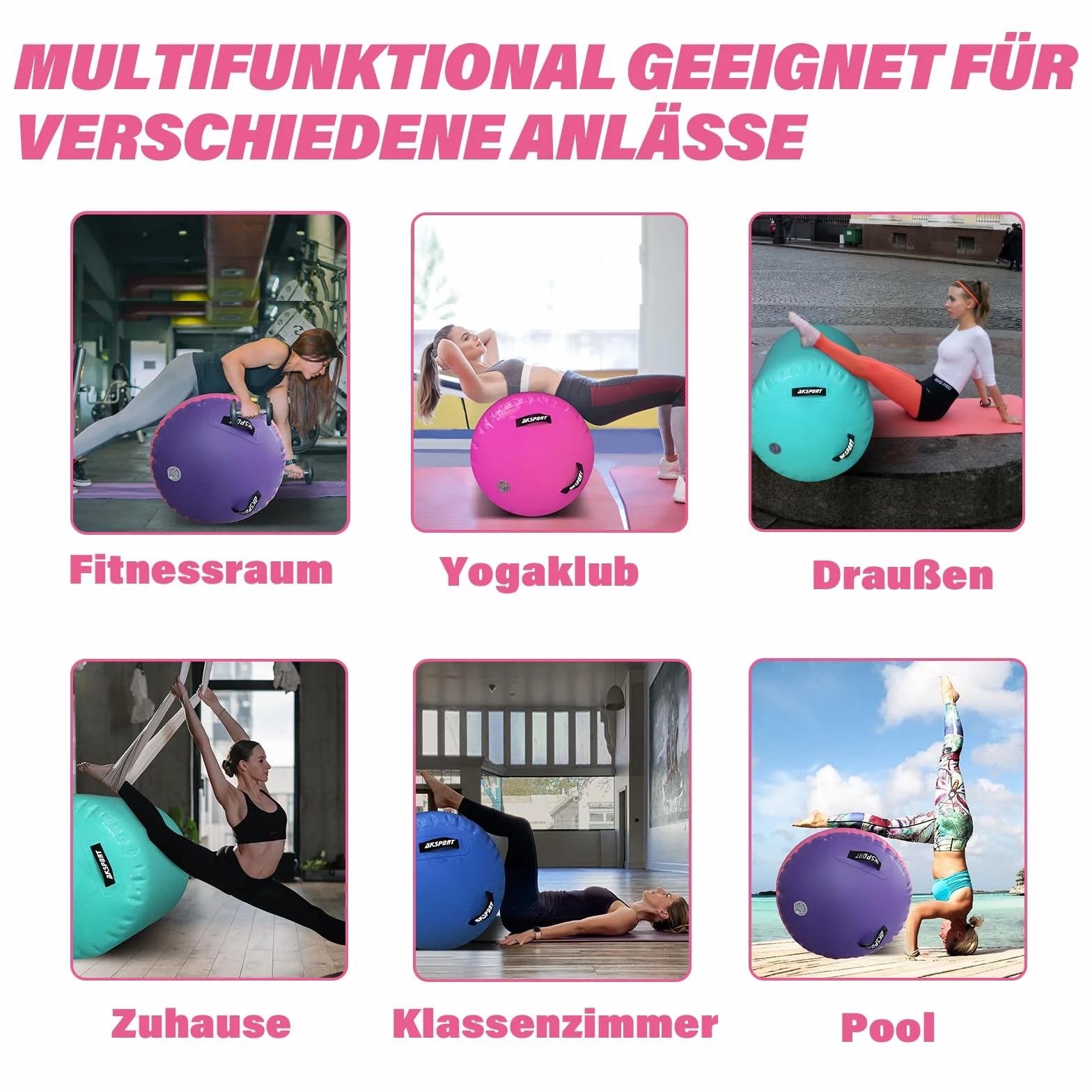 AKSPORT Air Roller Yoga Roller Inflable Air Barrel Gymnastics con Bomba de Aire