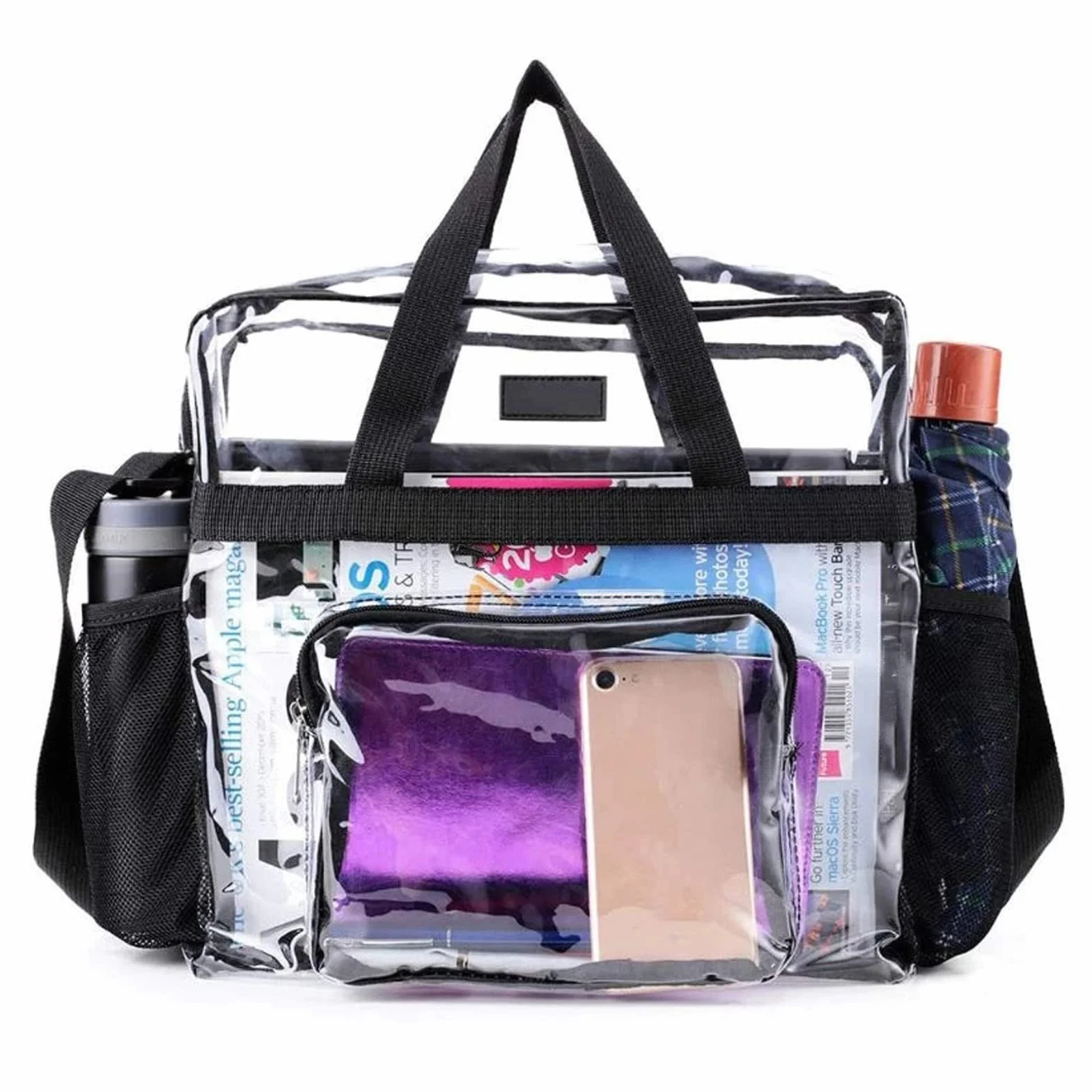 Bolsa transparente Bolsa transparente de PVC BolsaTransparente Aprobada por el Estadio Bolsa de Viaje Portátil de Maquillaje para Trabajo,Juegos Deportivos y Conciertos,30 x 30 x 15cm