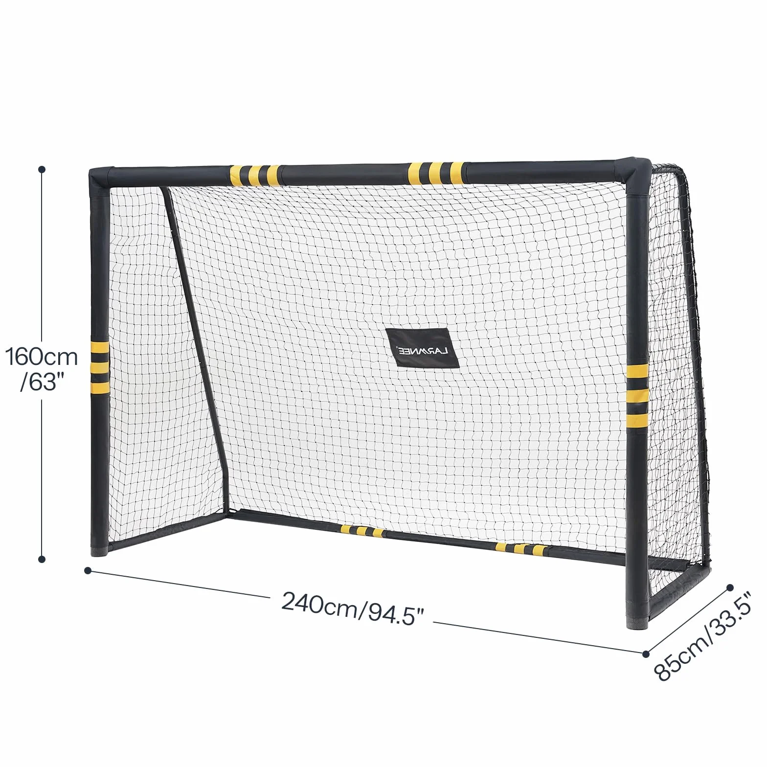 LARMNEE Portería de Fútbol 240 cm, Red de PE, Cubierta Protectora de Espuma, Resistente a la Intemperie