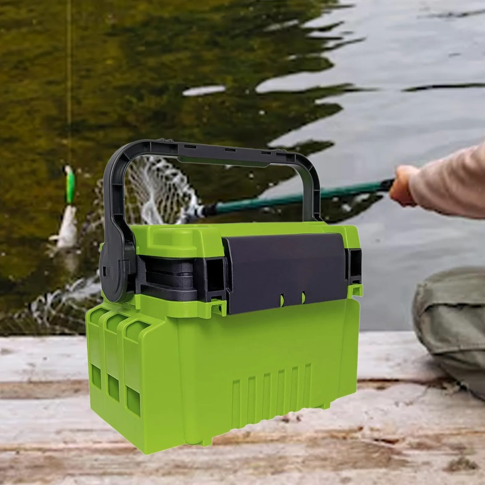 B Baosity Caja de Aparejos de Pesca, Accesorios para Herramientas de Pesca, Organizador Portátil para Exteriores, Estuche Rígido, Portador de Aparejos de Doble