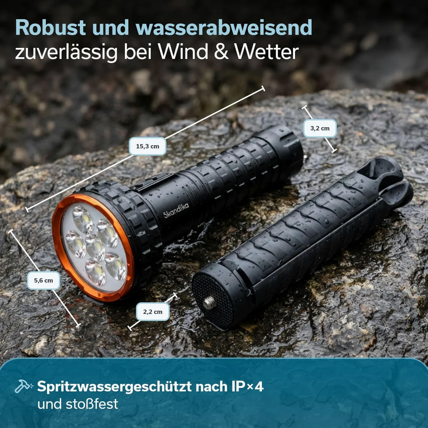 skandika Linterna LED Lyska – Linterna de camping 2 en 1 con LED COB – batería recargable | con imán - luz LED - linterna de mano - para actividades al aire libre - senderismo