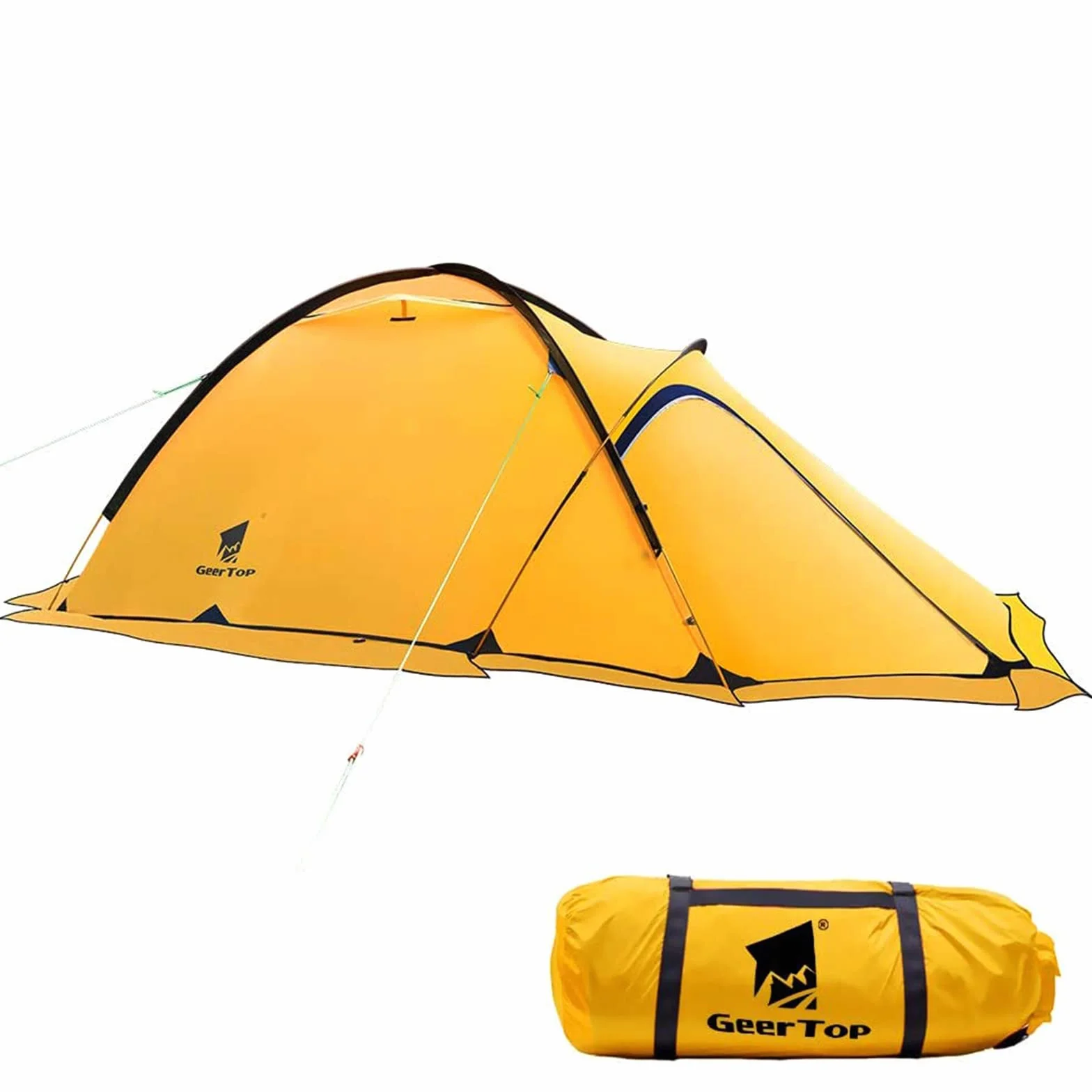GEERTOP Tienda de campaña Alpino Ligera 20D para 4 Estaciones, 2 Personas, para Camping, Senderismo, Escalada, Viajes, con Sala de Estar