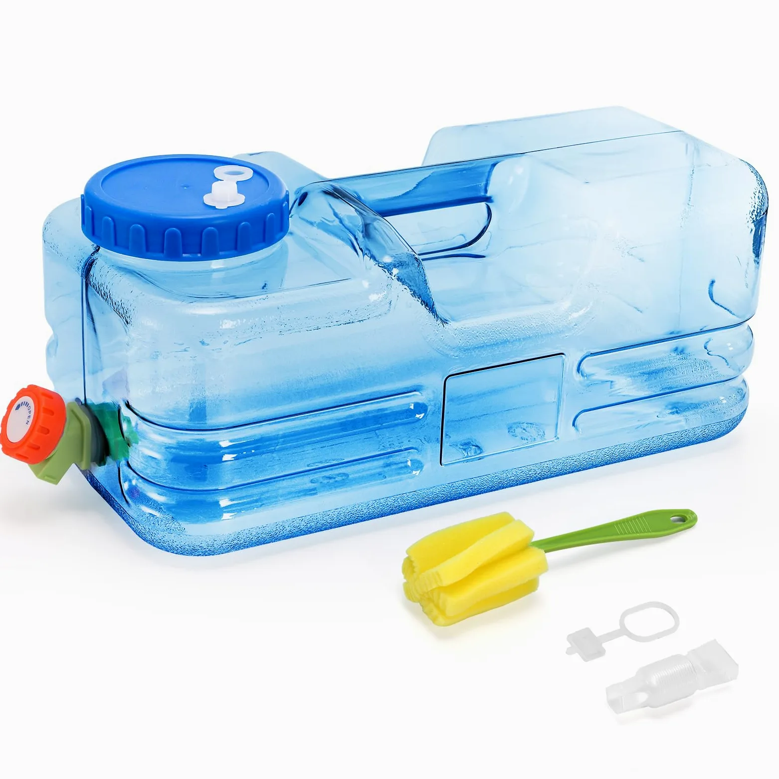 Dicunoy Contenedor de agua para camping, jarra de agua portátil de 2.6 galones con espiga, dispensador de agua grueso con amplia apertura de relleno para senderismo, picnic, vehículo, al aire libre