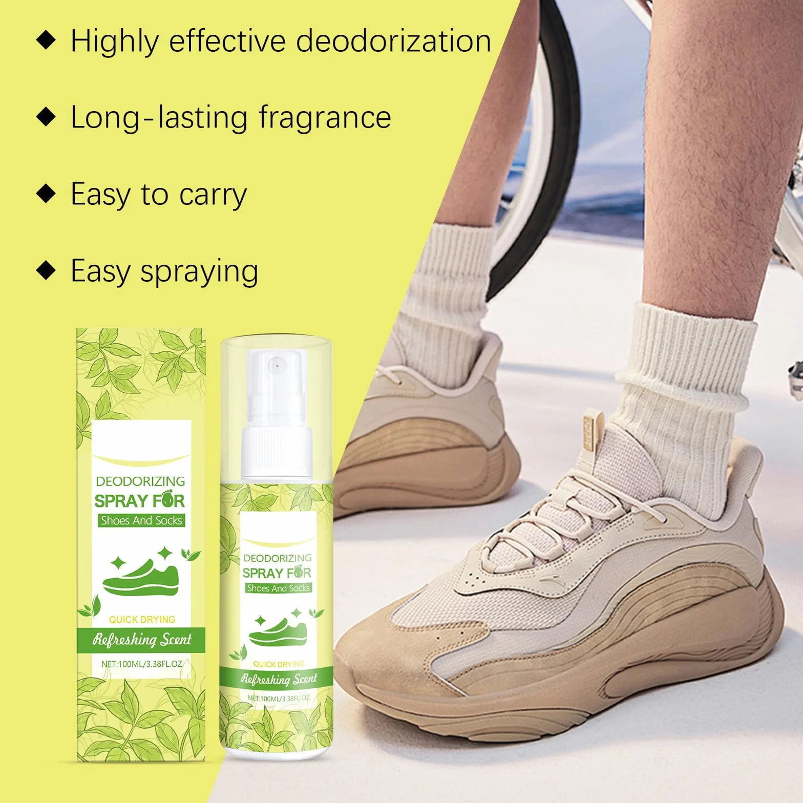 Spray desodorante para zapatos eliminador de olores fórmula vegetal