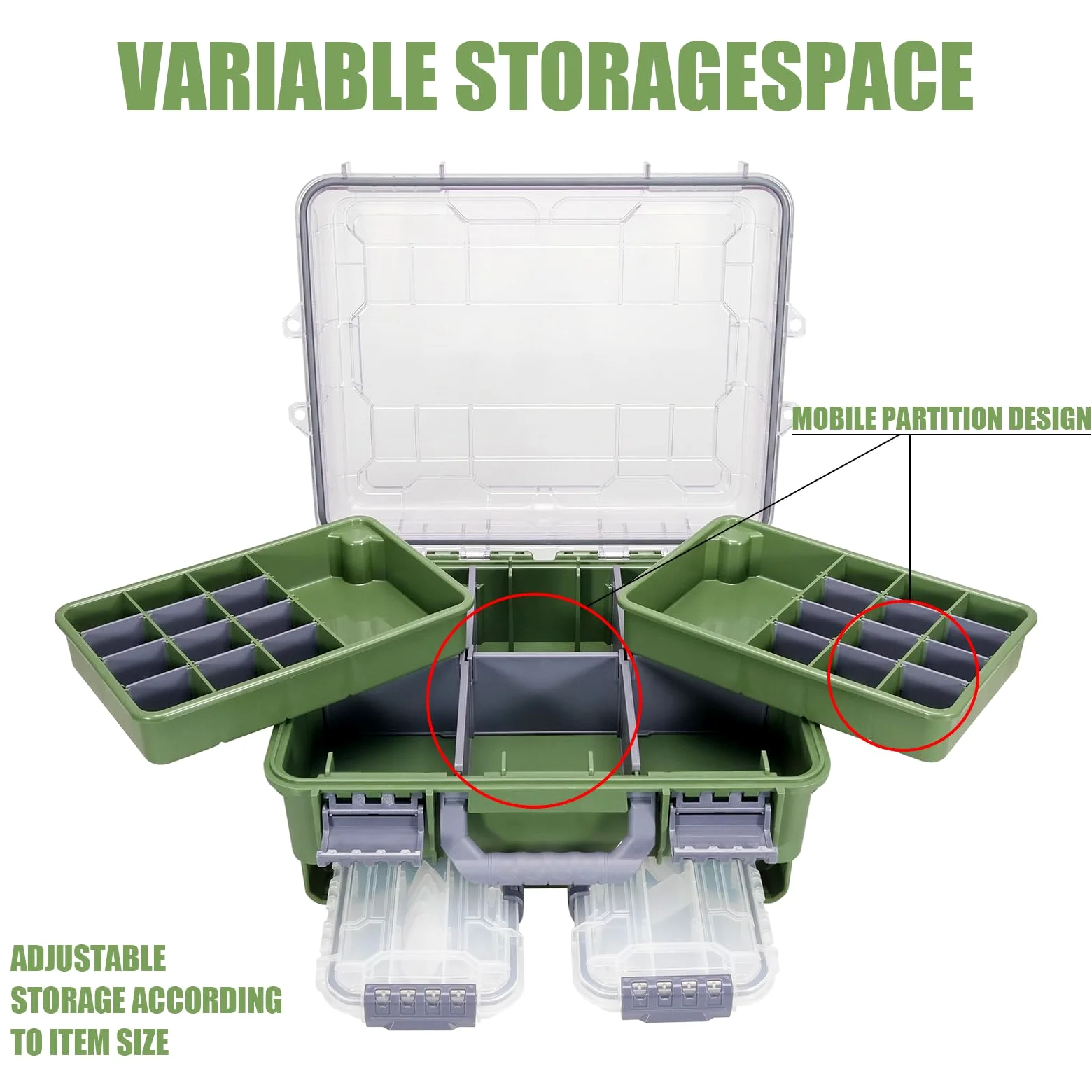 SeaKnight Caja de aparejos de pesca impermeable de 3 niveles, cierre seguro, ABS duradero y compartimentos ajustables, organizador de almacenamiento para carpas, lubina, equipo de pesca de agua dulce