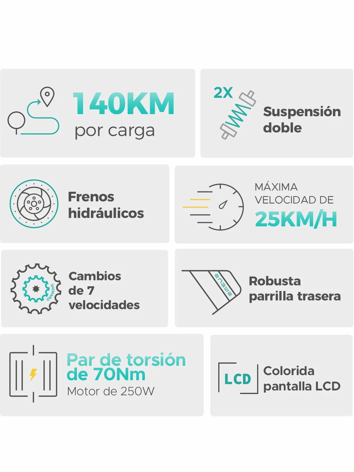 ENGWE E26 Bicicleta Eléctrica para Adultos, 26" x 4,0", Batería Extraíble de 48V y 16Ah, Potente Motor de 250W, Autonomía de hasta 140KM, Doble Suspensión