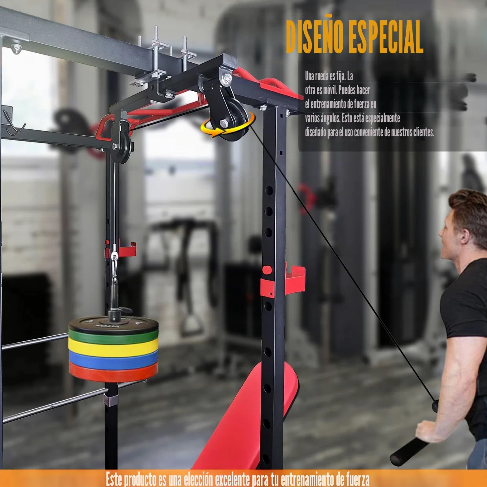 Dispositivo de tracción para Power Rack, máquina desplegable LAT, Sistema de Doble polea para Cables y Pesas para Gimnasio en casa, Entrenamiento de Fuerza, Racks de Potencia