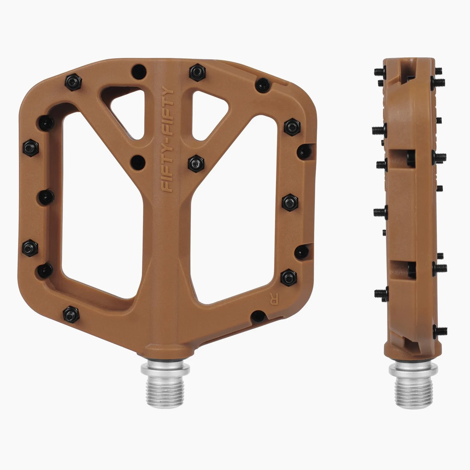 FIFTY-FIFTY Pedales de Bicicleta de Montaña, Pedales Planos Antideslizantes | Pedales para Bicicletas de 9/16", Compuesto de Nailon, Ligeros y con Plataforma Plana Ancha, Fácil de Colocar