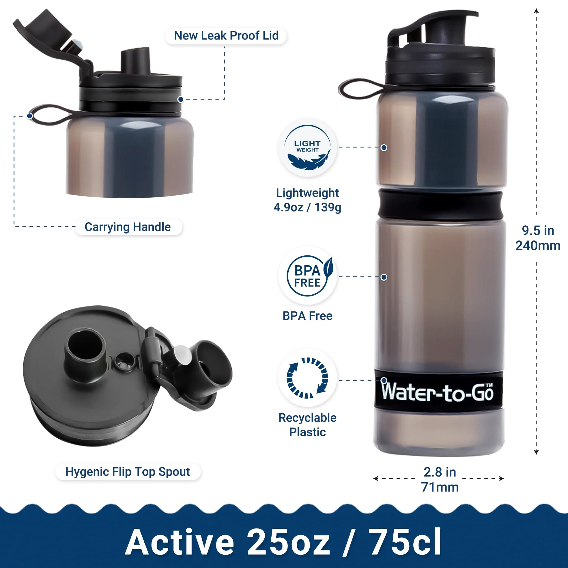 WATER TO GO Botella de agua filtrada Explore! (75 cl)