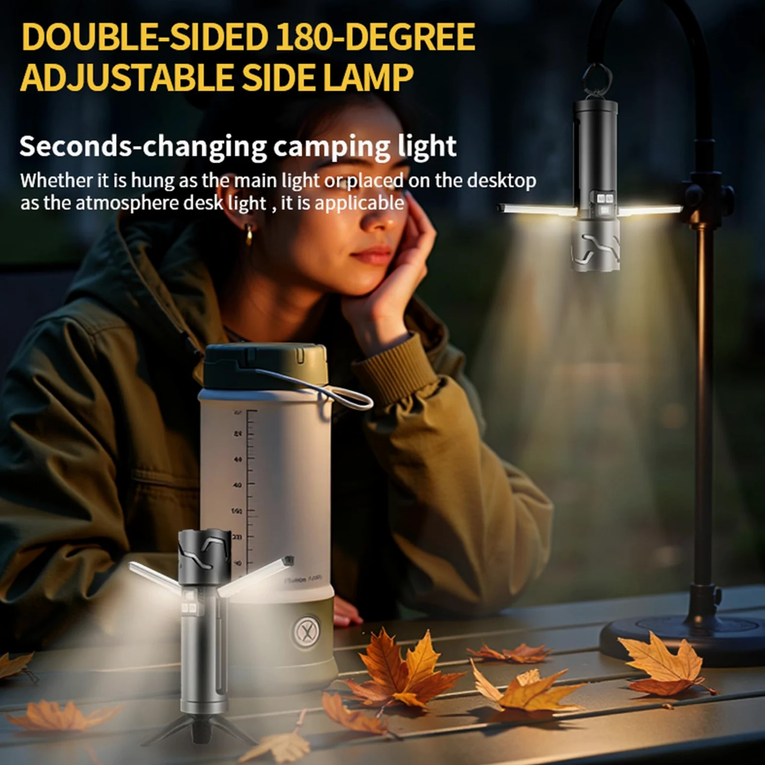 Lixada Luces telescópicas de camping, 5500 mAh Linterna de Camping Recargable Retráctil, Multifunción Emergencia Lampara Ajustable Linternas LED Alta Potencia Para Senderismo Pesca (Negro)