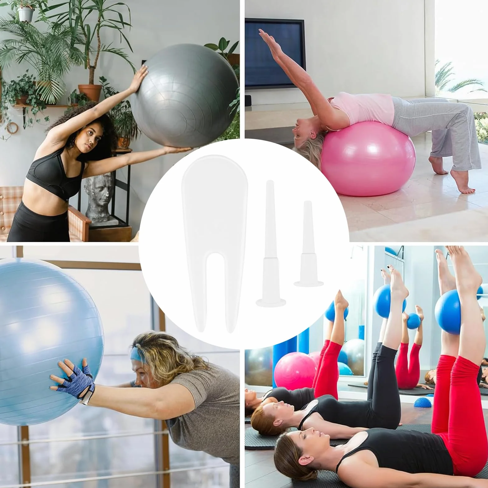 8 Piezas Kit De Repuesto Para Tapón De Bola Para Ejercicios, Bola De Yoga, Tapón De Aire, Tapón De Aire De La Bola De Fitness, Con 1 Pieza De Dispositivo De Extracción