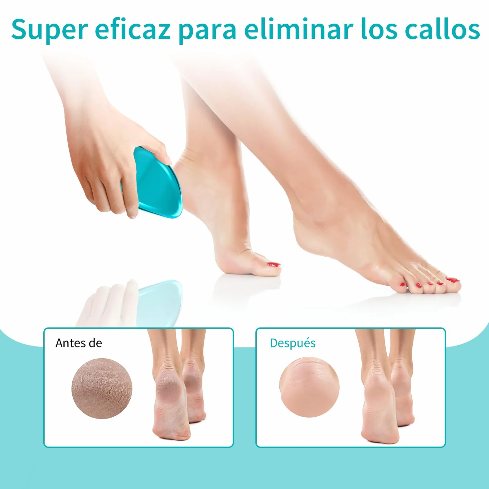 AnjoCare Lima Pies De Vidrio Nano 2en1 Removedor de Callos y Piel Muerta Profesional Raspador Portátil Pedicura