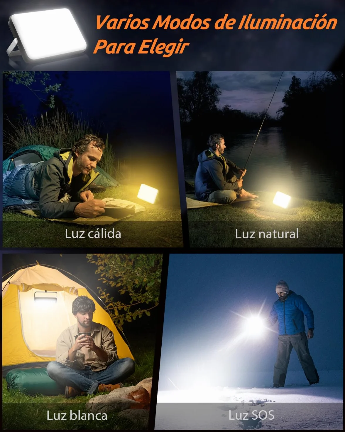 Eventek Lampara Camping 4000LM 20000mAh Recargable IPX5 Impermeable 4 Modos 144 Horas