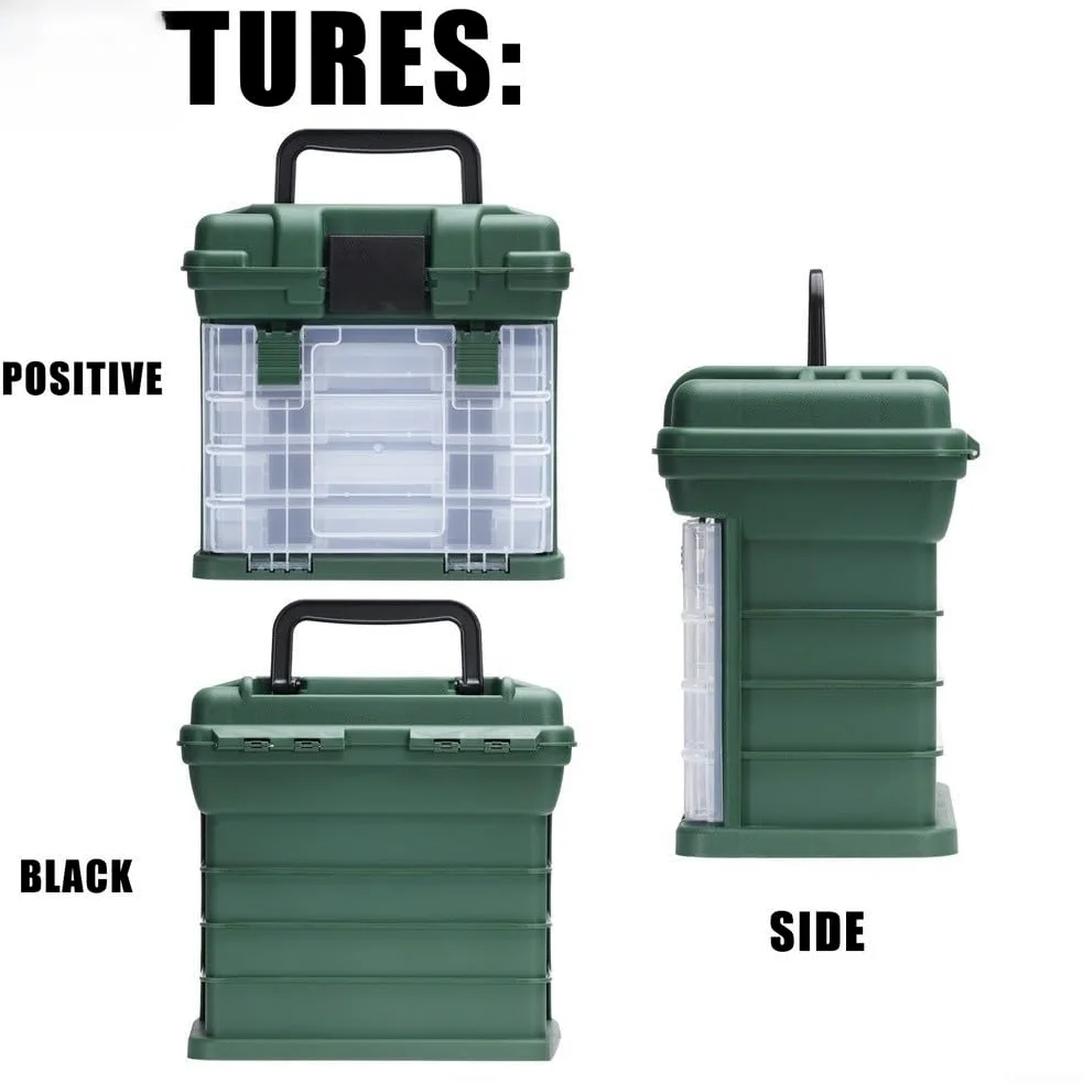 Caja de aparejos de pesca, caja de almacenamiento portátil multicapa con organizador de cajones para señuelos de pesca, herramientas, accesorios de hardware (verde)