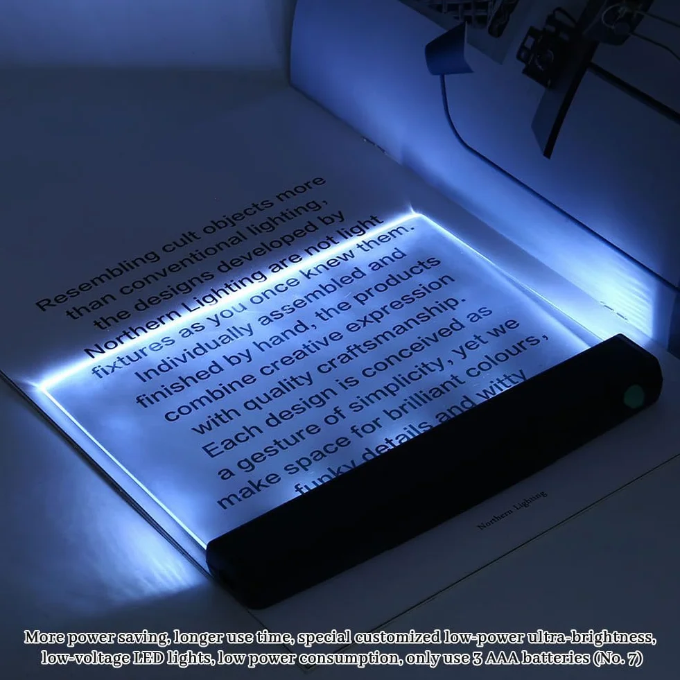 Luces Planas LED para Libros, Lámpara de Lectura de Panel Protección Ojos