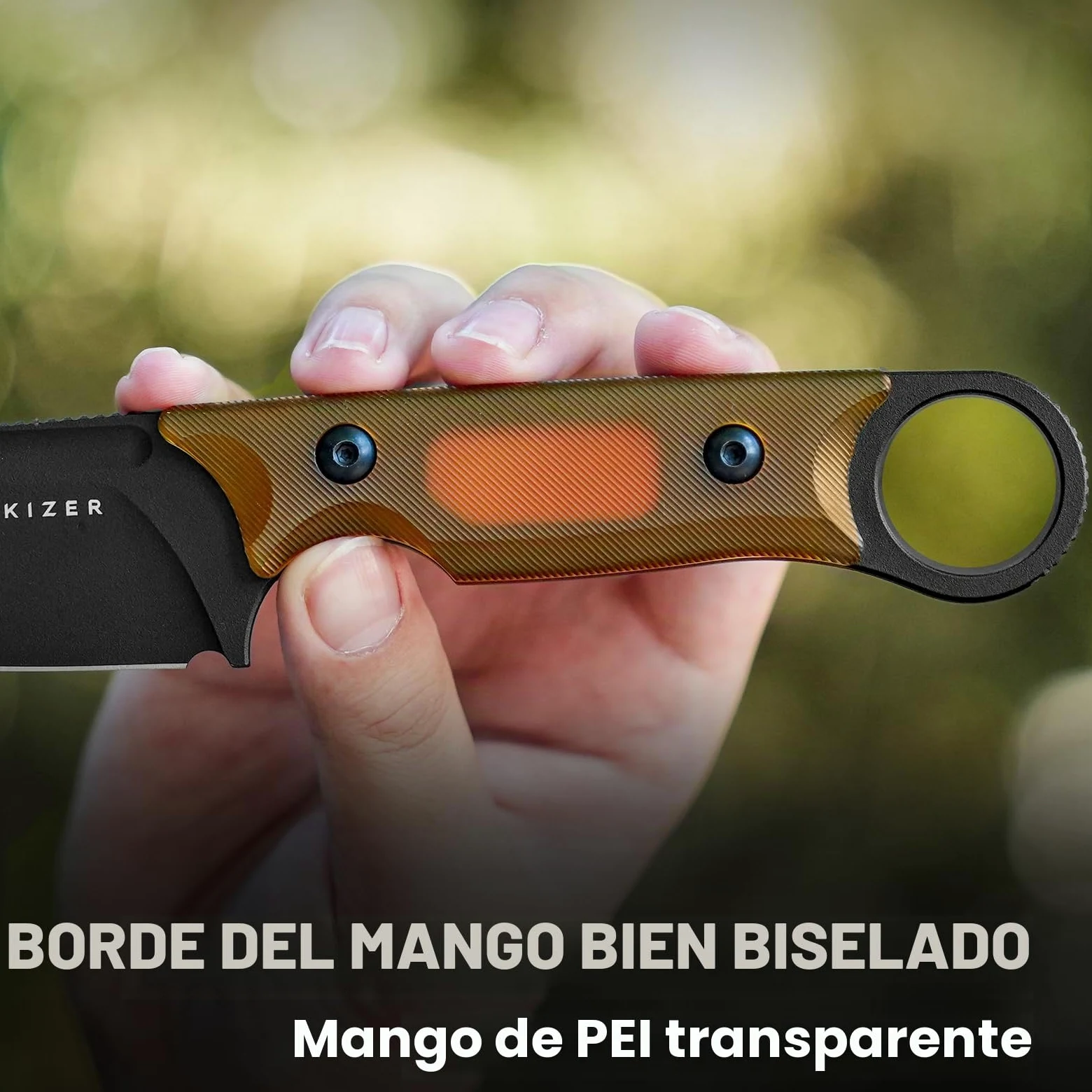 Kizer Cabox Cuchillo de Hoja Fija 3,36" Nitro V Acero Cuchillo de Caza de Hoja Fija Mango PEI con Funda para Supervivencia Camping Caza 1048A6 | Cuchillo de supervivencia de 8,53 cm con vaina, cuchillo EDC para caza Bushcraft