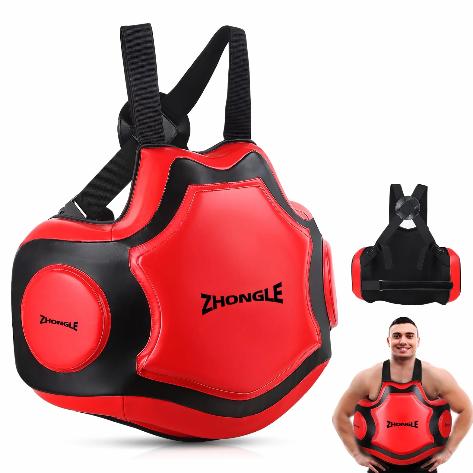Protector de Cuerpo de Boxeo Profesional de Cuero para Entrenador, MMA, Kickboxing, Taekwondo