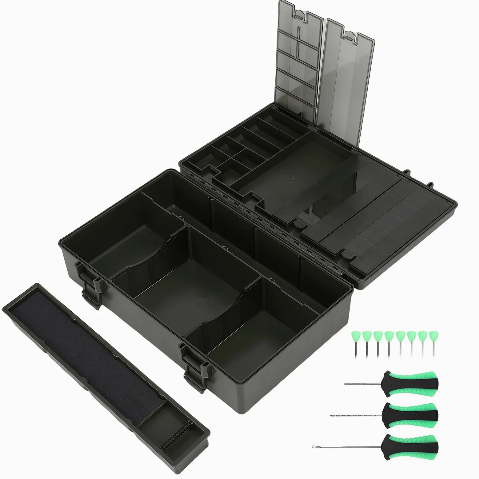 Cryfokt Caja de Aparejos de Pesca de Carpa con Báscula, Amplio Espacio de Almacenamiento para Entusiastas del Aire, Hecha de Plástico ABS, 1 Pieza (Caja de almacenamiento de pesca multifuncional)
