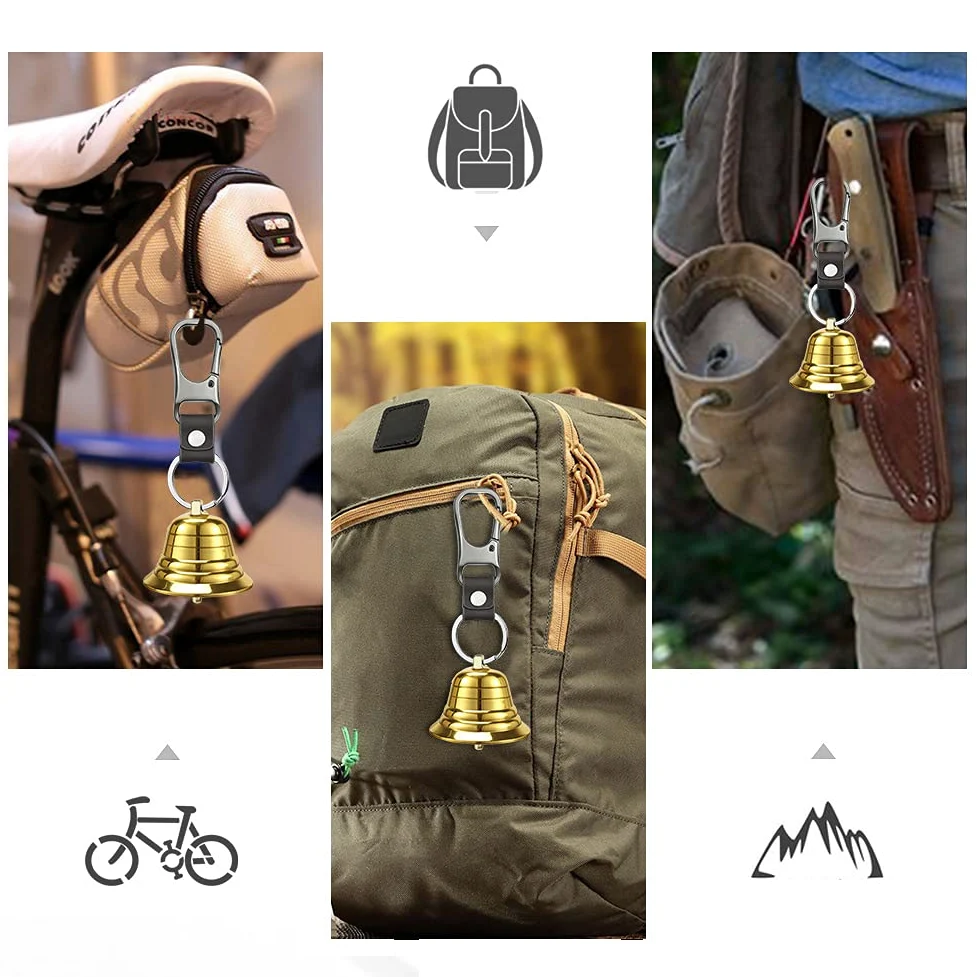 NedFoss Loud Bear Bell - Juego de campanas para asustar a los osos, artículos esenciales de senderismo para mujeres, silbato de emergencia y campanas de oso para senderismo, camping, ciclismo
