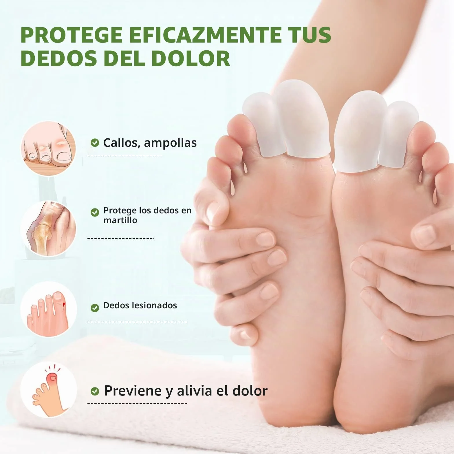 Bukihome Paquete 12 protectores gel aloe vera dedos callos ampollas uñas encarnadas alivio dolor