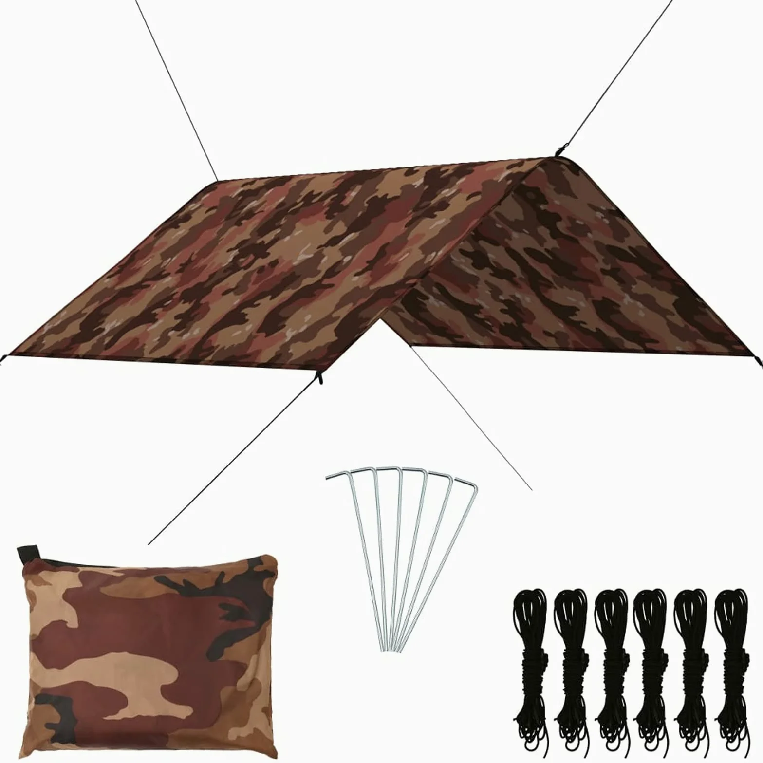 Tidyard Impermeables Lonas de Tiendas de Campaña Toldo de Camping Toldo de Jardín Toldo de Sombra para Playa/Parque,Lona de Picnic Protección UV Camuflaje 3x2,85 m