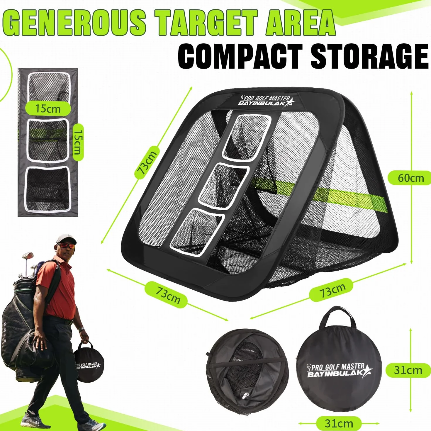 BAYINBULAK Red de práctica de Golf- Regalo de Mujer para Hombre- Conducción en el jardín- Almacenamiento Conveniente- Entrenamiento de Swing de Golf