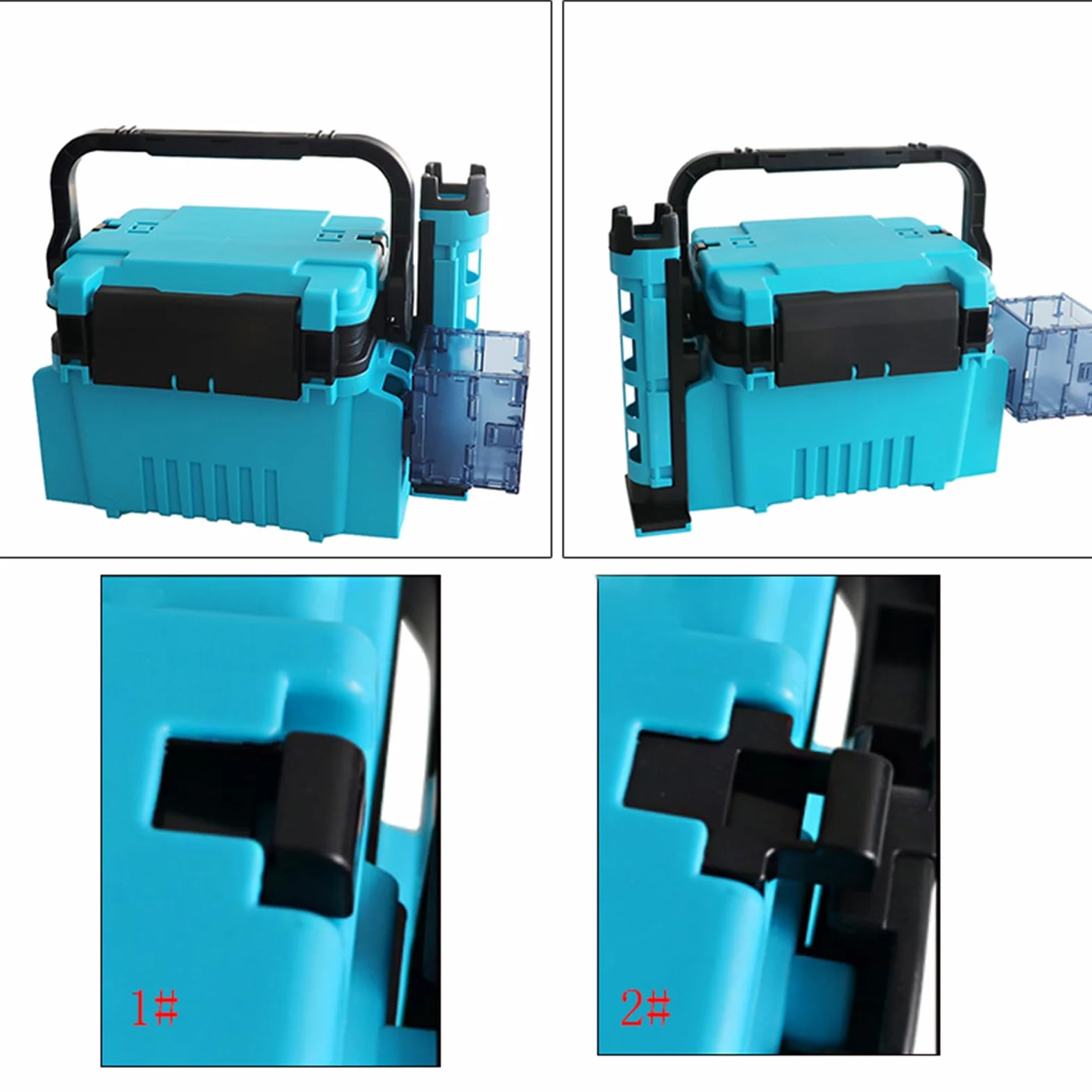 Caja de almacenamiento de pesca multicapa reforzada para señuelos, cebos, anzuelos, aparejos, contenedor de herramientas con asa, organizadores para contenedor de accesorios