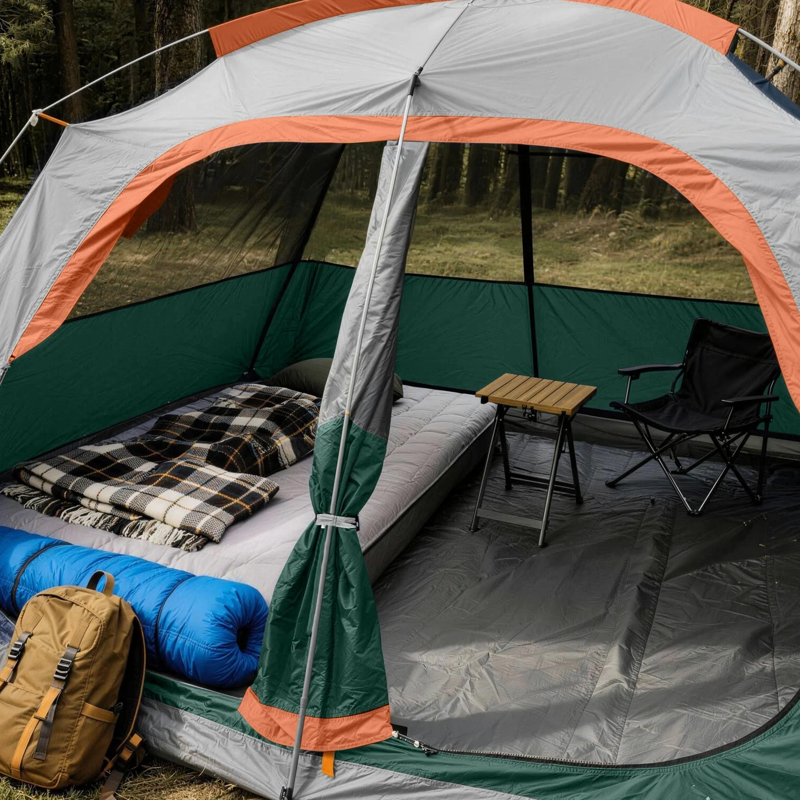CAMPROS CP Tienda de Camping 6-8 Personas, Tienda Familiar Grande Impermeable y Resistente al Viento, Tienda Domo Doble Capa con Ventanas de Malla, Montaje Rápido, 4 Estaciones con Doble Techo y Bolsa