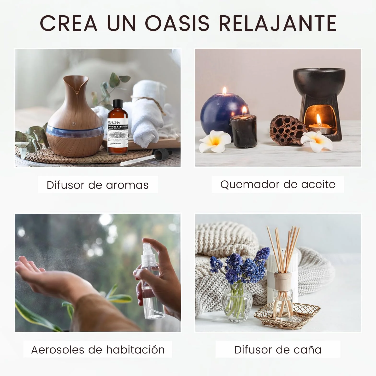 MUNUSNA Aceite Esencial de Árbol de Té 100% Puro 100ml para Puntos Negros, Granos, Cabello y Uñas