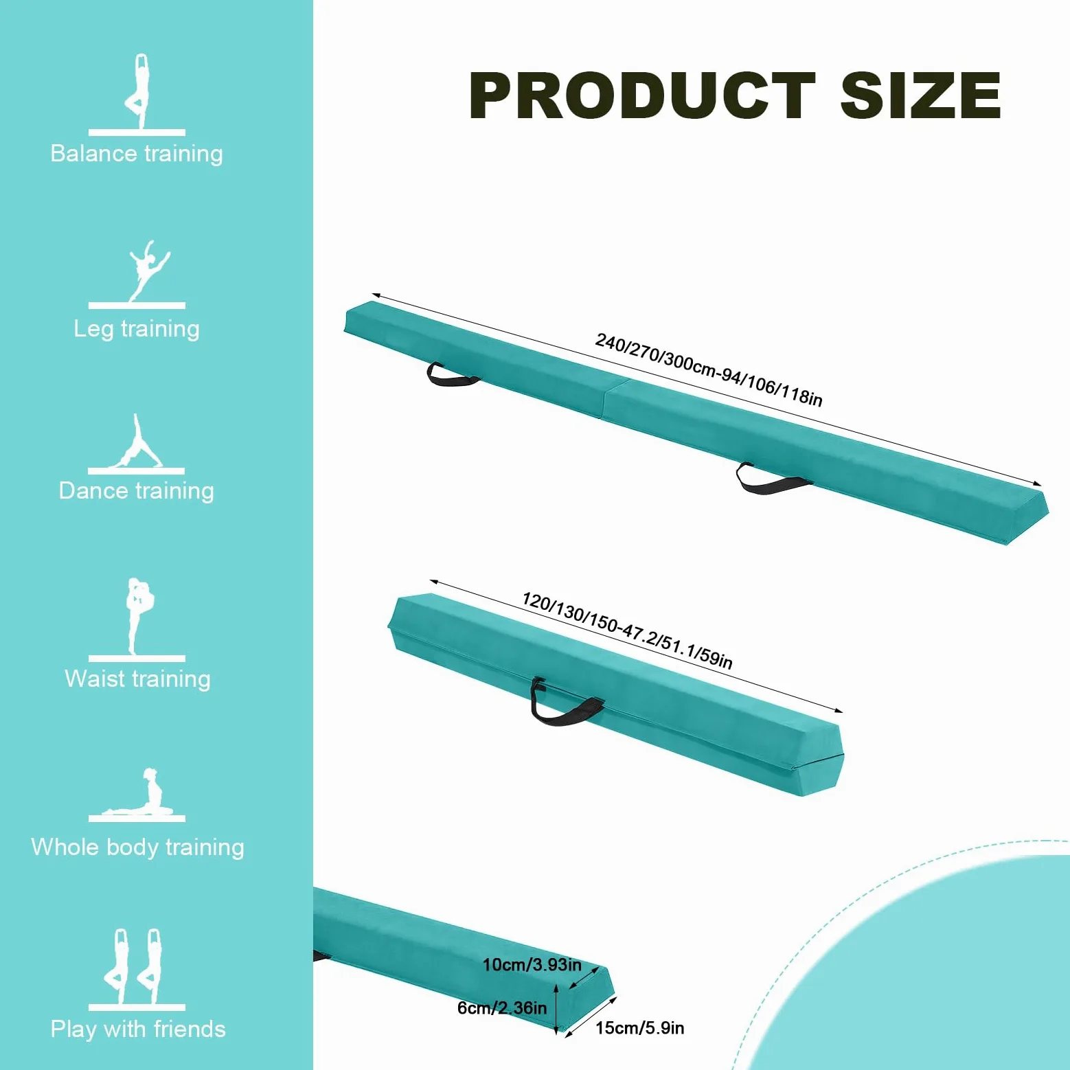 FBSPORT 270CM Viga de Equilibrio Plegable, Viga de Equilibrio de Gimnasia, Viga de Equilibrio de Capa Flocada, Equipo de Equilibrio para Niños, Fitness/Entrenamiento/Gimnasia/Ejercicio