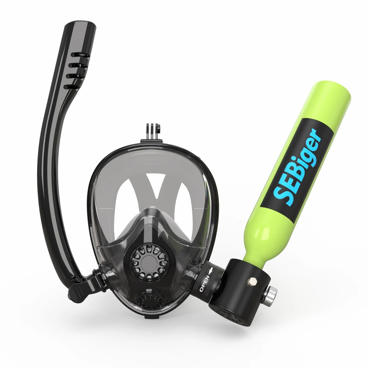 A-GN Mini tanque de buceo con submáscara de 0,5 l que ofrece aproximadamente 6 minutos de respiración bajo el agua en profundidad de buceo de 9 m, pequeño tanque de buceo para buceo