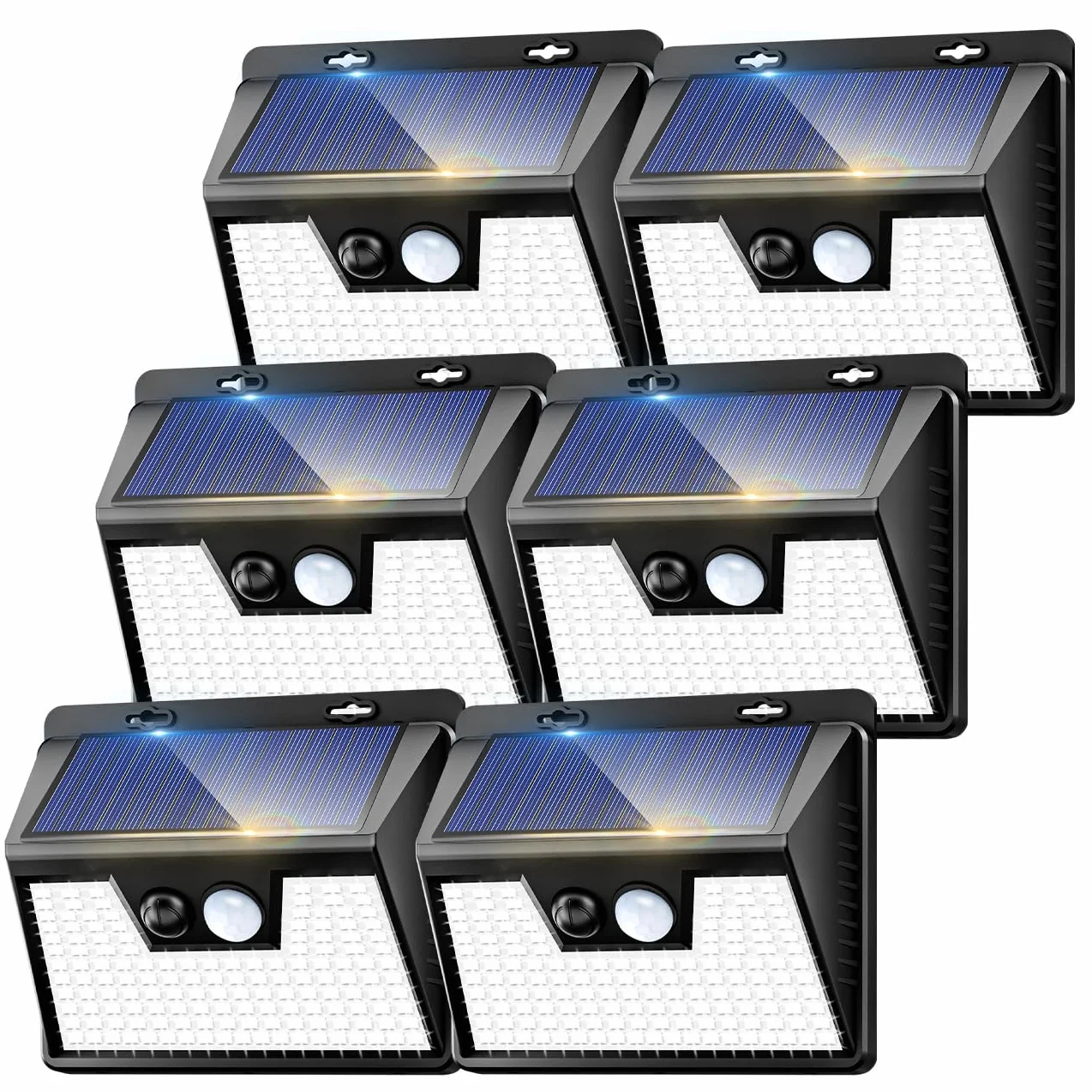 Luz Solar Exterior Potente Blanco Frío 140 LED IP65 Sensor de Movimiento 6 Paquete