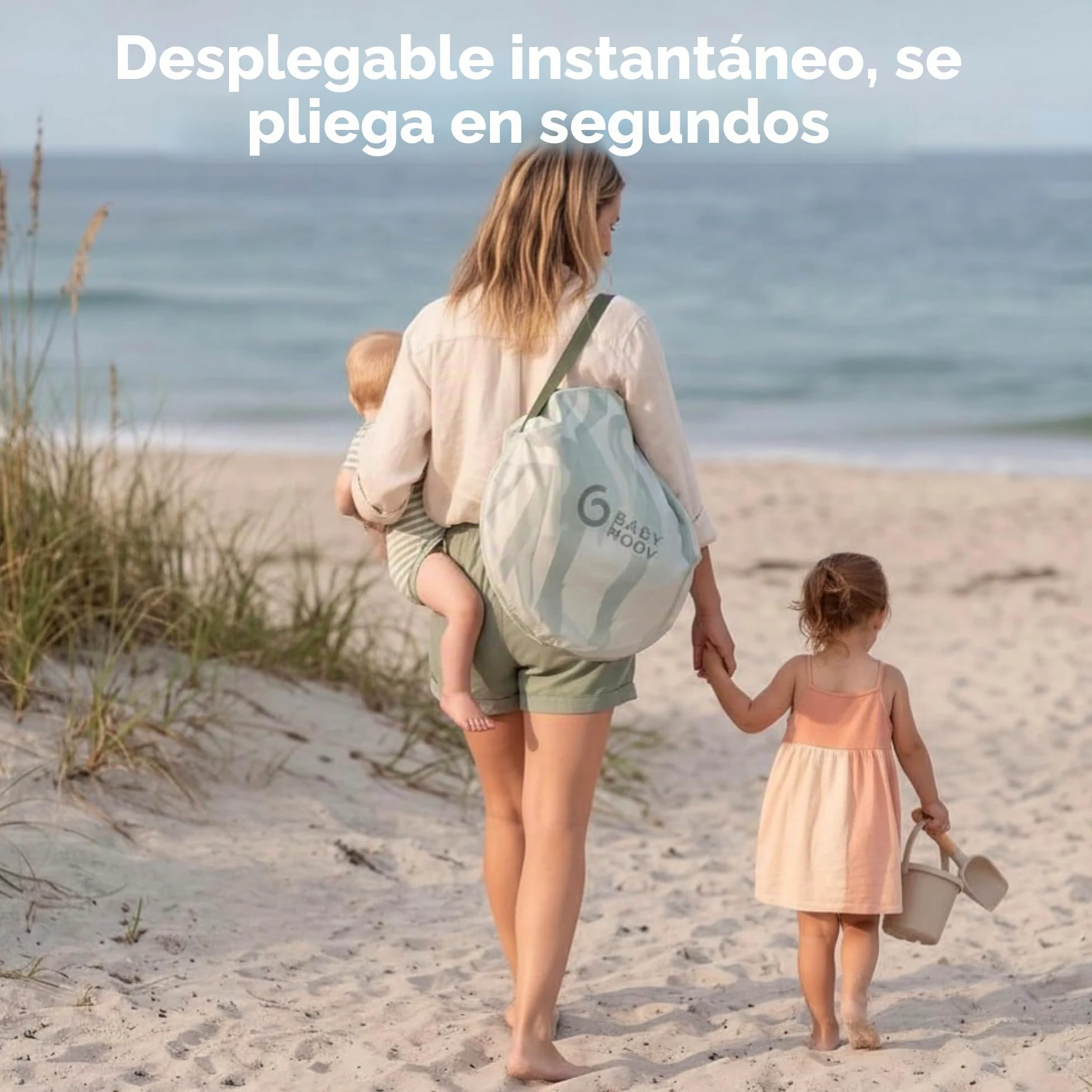 Babymoov Moov & Protect Tienda de campaña de Playa con refrigeración Anti-UV para bebés con mosquitera integrada, portátil, Laguna Verde (edición de Verano 2025)
