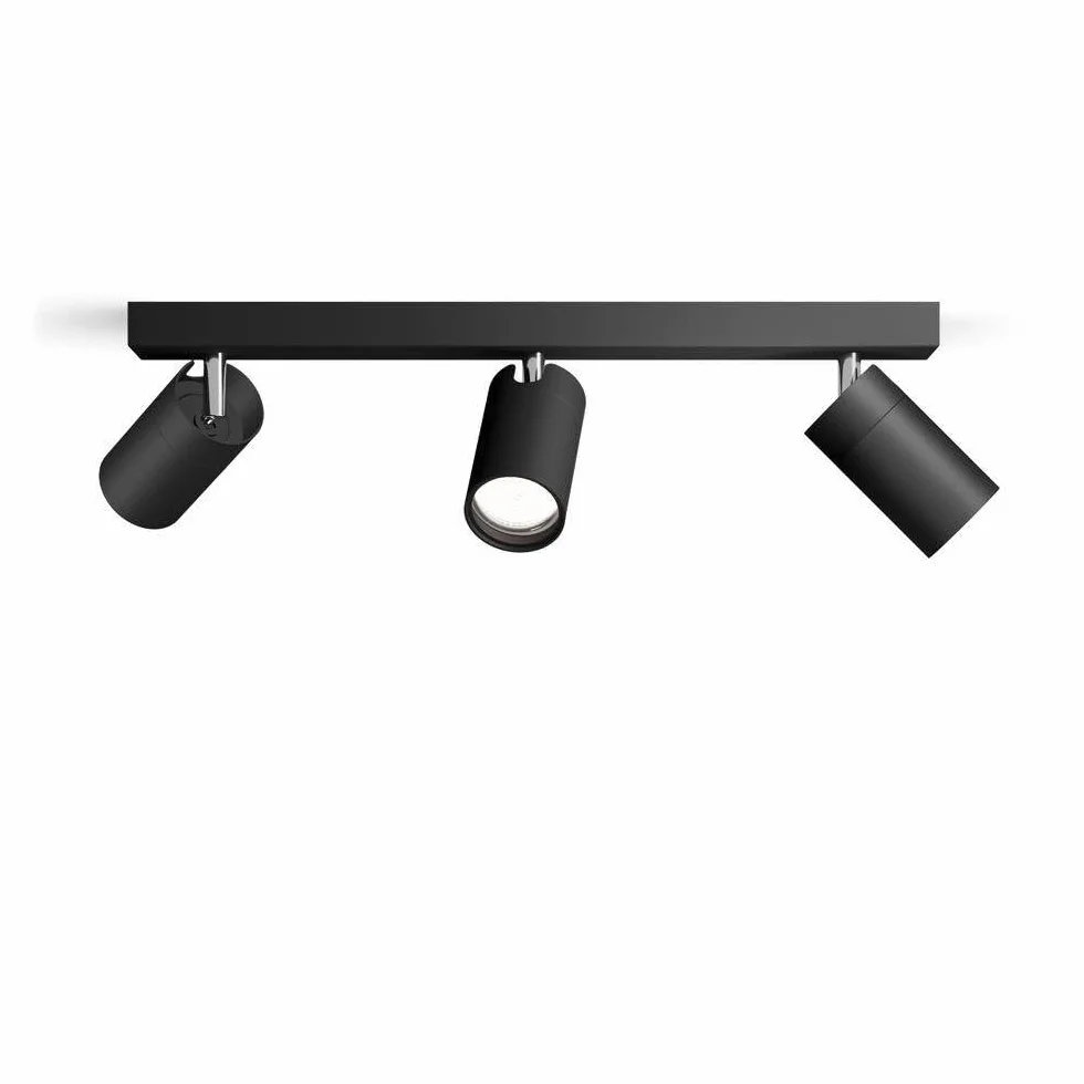 Philips Idris Foco de Baño 3 Luces GU10 IP44 Negro Resistente al Agua