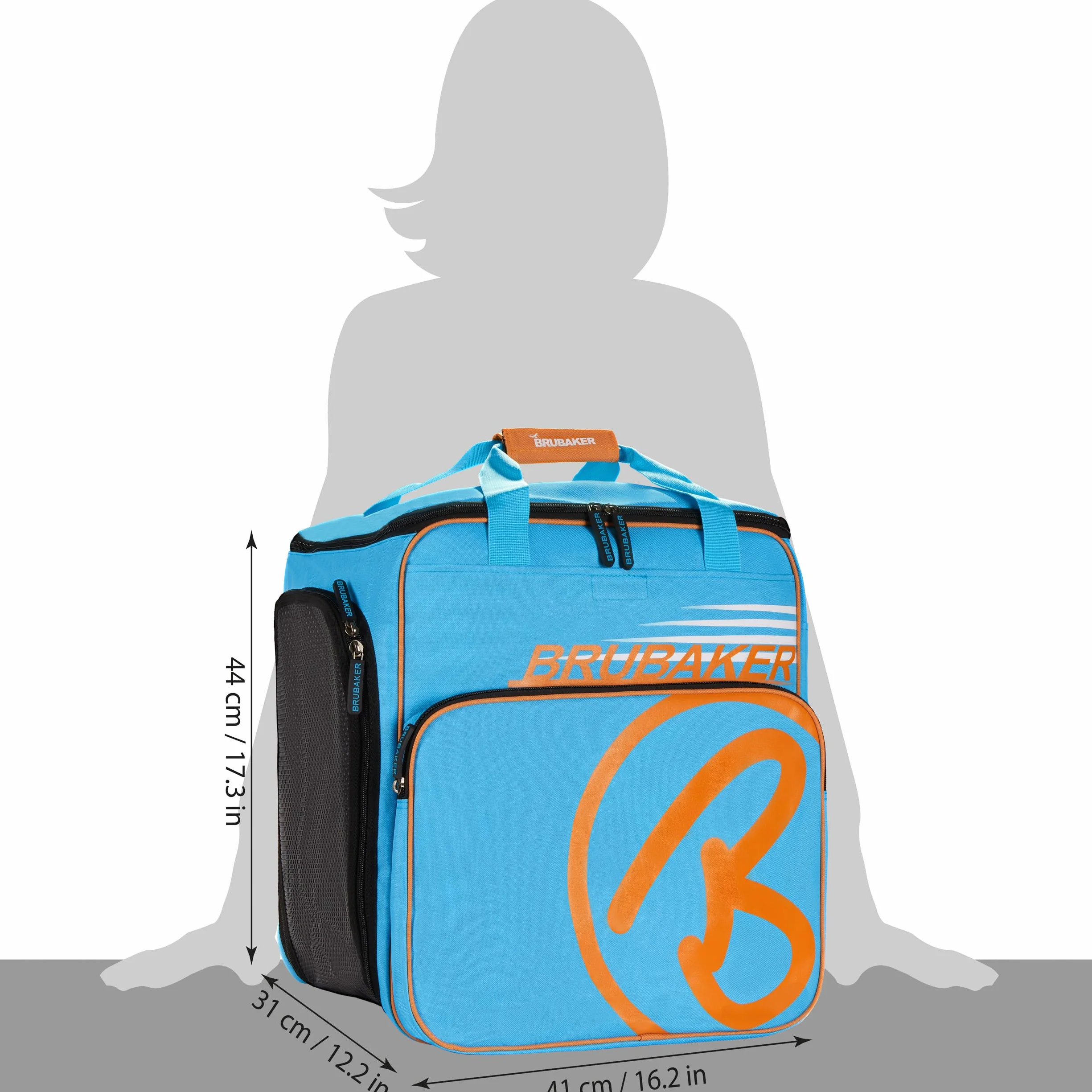 BRUBAKER 'Super Champion 2.0' Bolso para Deporte - Mochila Porta Botas De Esquí - Azul/Naranja
