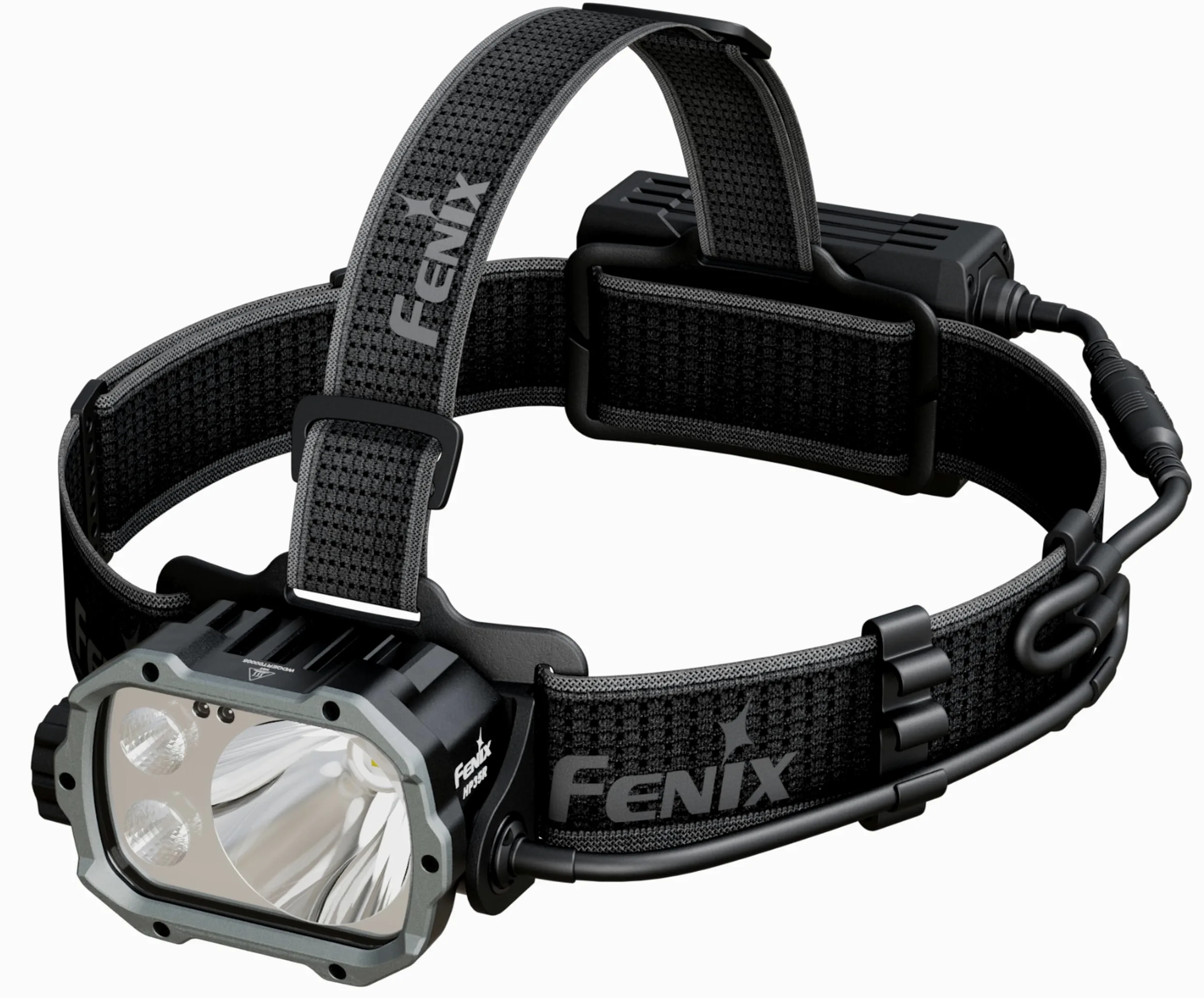 fenix HP35R, linterna frontal recargable ultra potente | 4000 lúmenes | 450 m | 500 horas máximo | Cómoda diadema ancha | Batería de 10,000 mAh con cable de extensión | Luz trasera roja de seguridad |