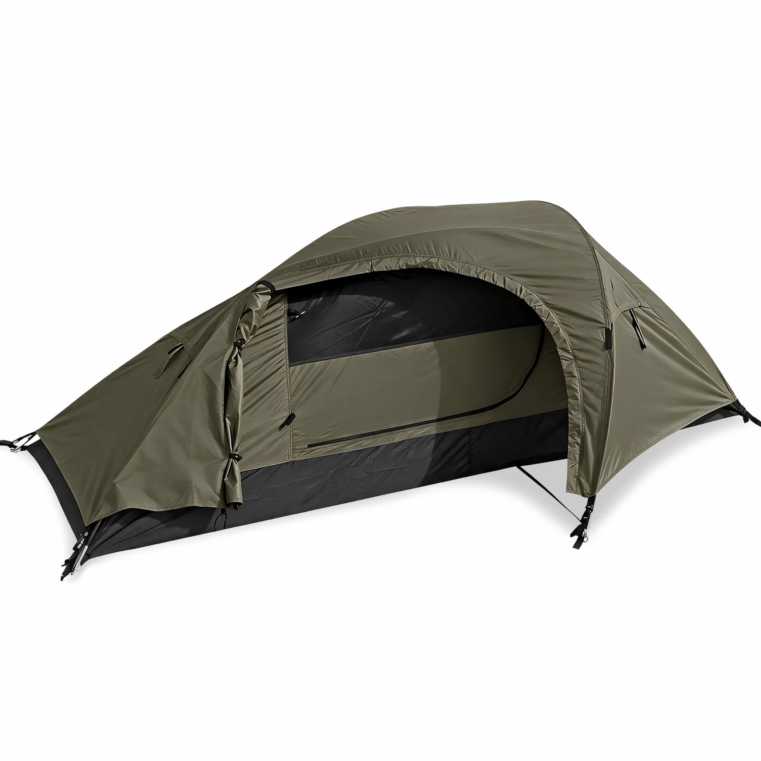 Mil-Tec Recom 1-Person Compact Lightweight Durable Weatherproof Wind & Storm-Resistant Easy-to-Install Tactical Outdoor Hiking Camping Tent with Zipper Entrance & Mosquito Net