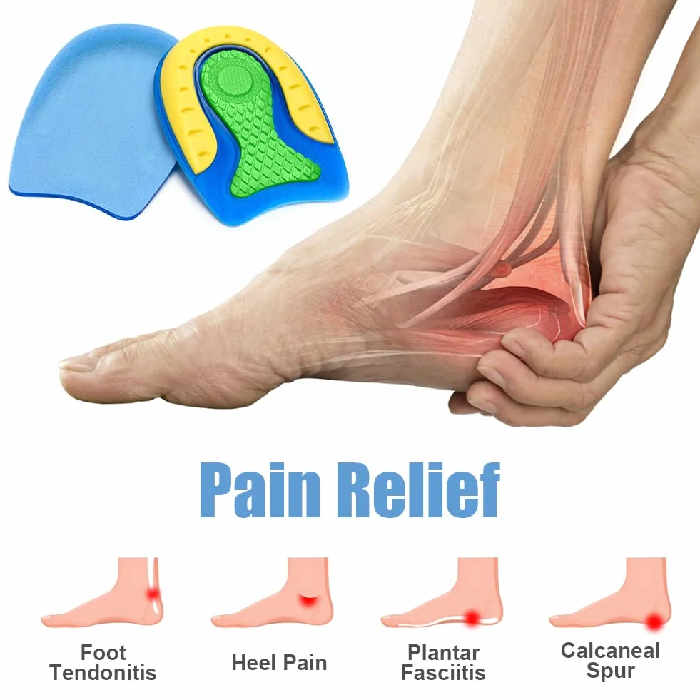 Taloneras de Silicona para Zapatos Aliviar el Dolor Reducir Golpes Plantilla Gel Talón Transpirables Talla L (40-46)
