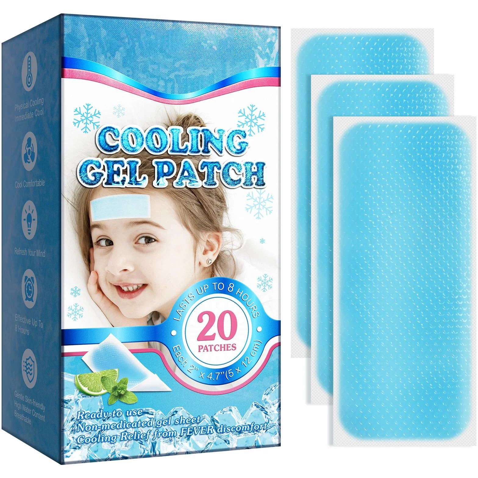 Parches térmicos para fiebre infantil y adultos – Gel refrescante para dolor de cabeza – Almohadillas frontales