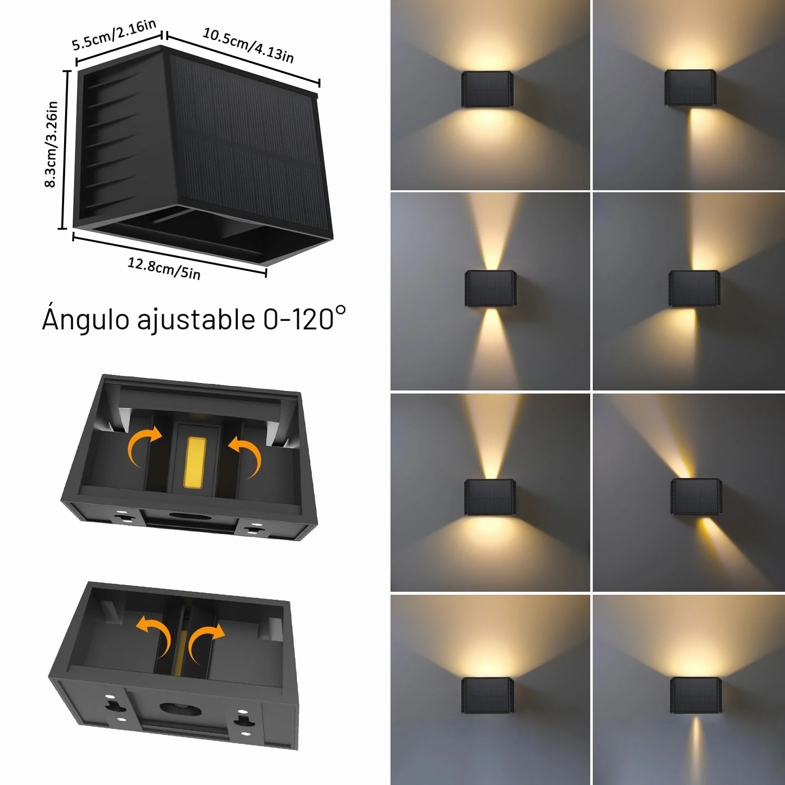 T-SUN Lámparas Solares para Exterior 3000K IP65 Impermeable LED Solar Pared Jardín