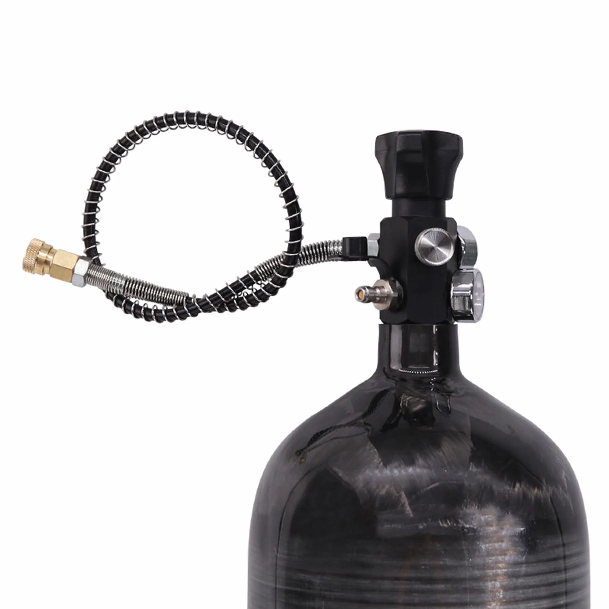 Estación de llenado de Paintball TUXING 4500PSI, válvula de carga de pistola de aire Pcp, calibre doble de hasta 4500psi con manguera de alta presión de 24 pulgadas
