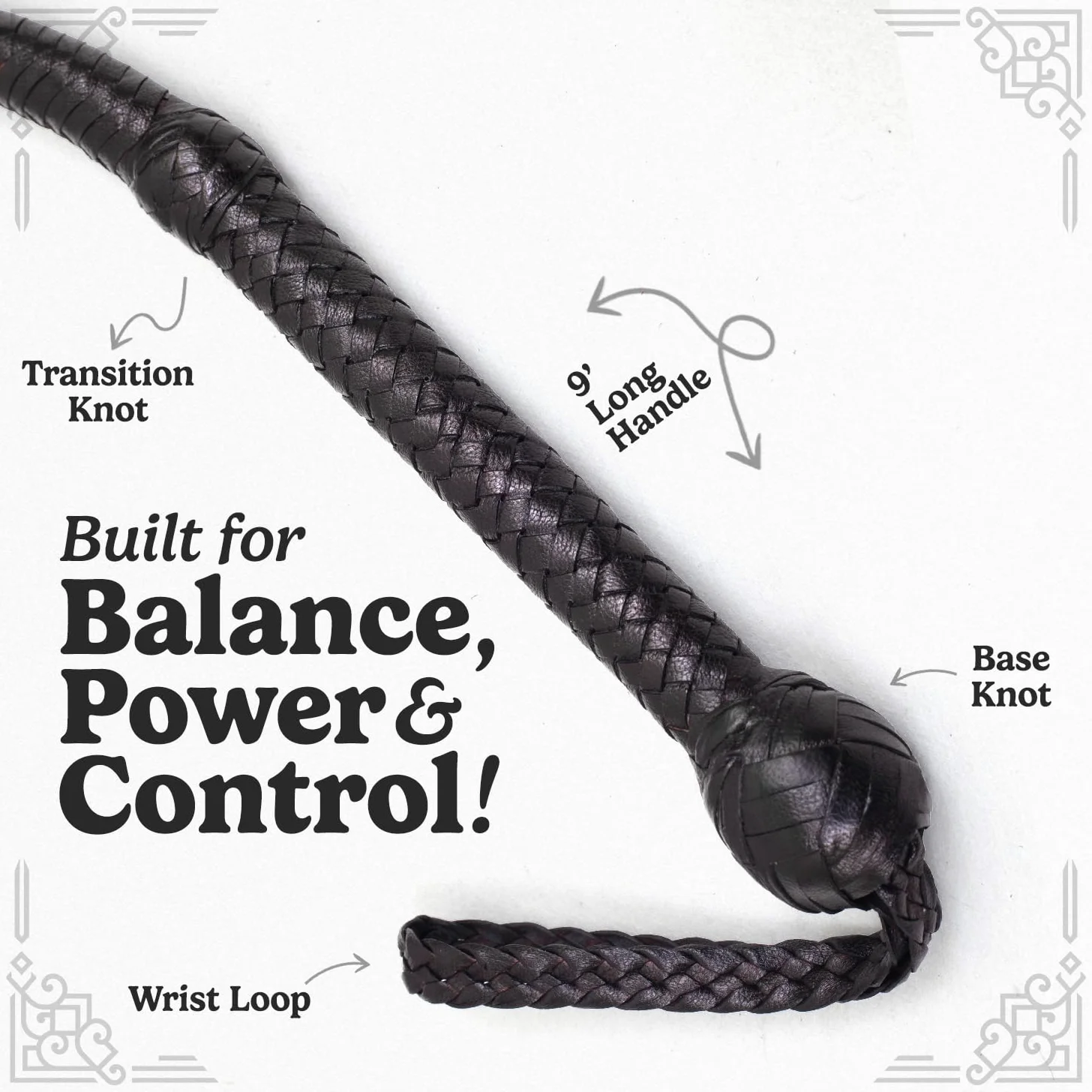 Bull Whip - Látigo Ecuestre de Cuero Vacuno auténtico de 06 a 16 pies, 12 hebras y Refuerzo de Cuero en el Interior